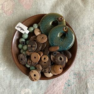 Natural Boho Wood and Jasper and Ceramic Bead Mix